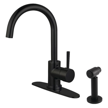Gourmetier LS8570DLBS Single-Handle Kitchen Faucet with Brass Sprayer, Matte Black LS8570DLBS